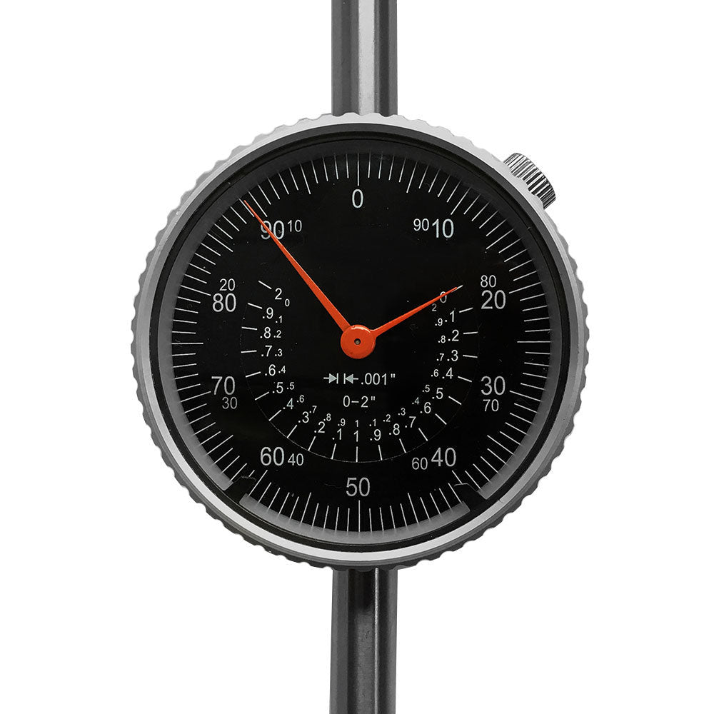 Black 0-2'' Dial Indicator .001 GRAD Lug Back Travel Dial Indicator Lathe Precision