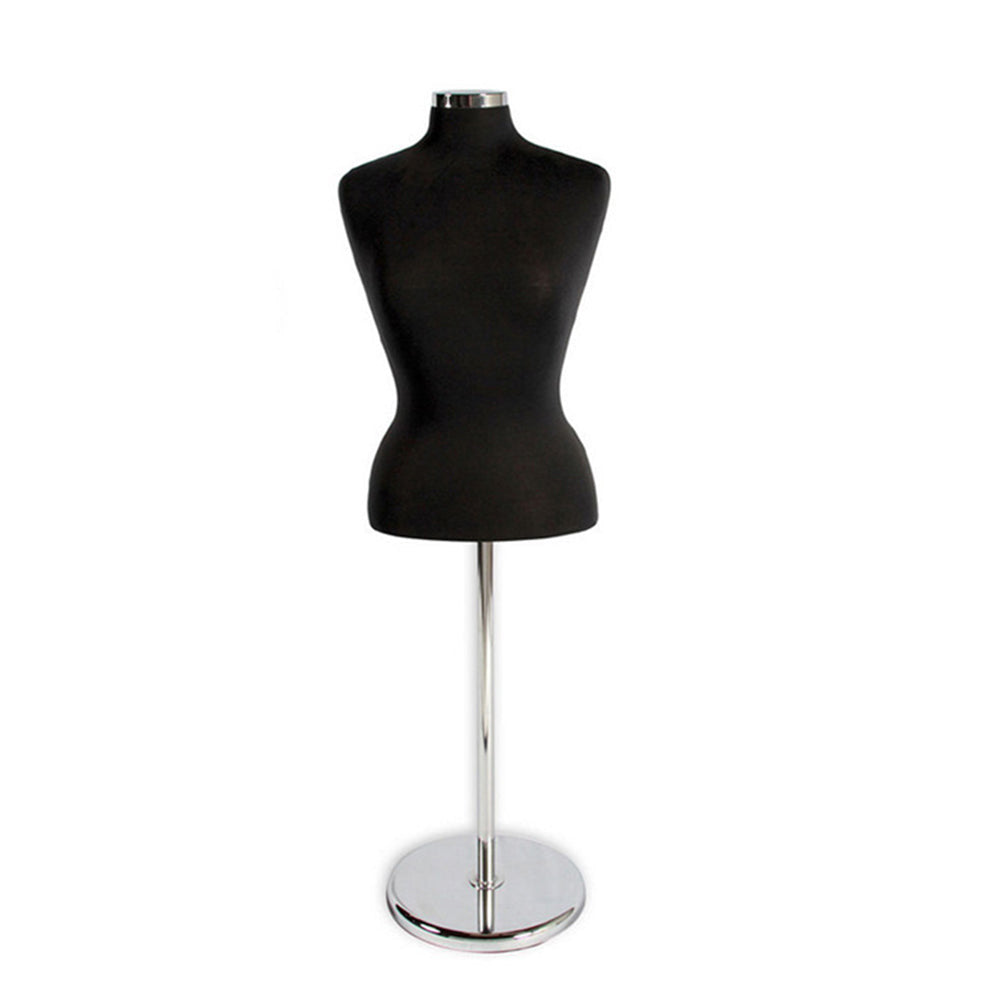Black Adjustable Female Mannequin Blouse Form Neck Block With Chrome Base