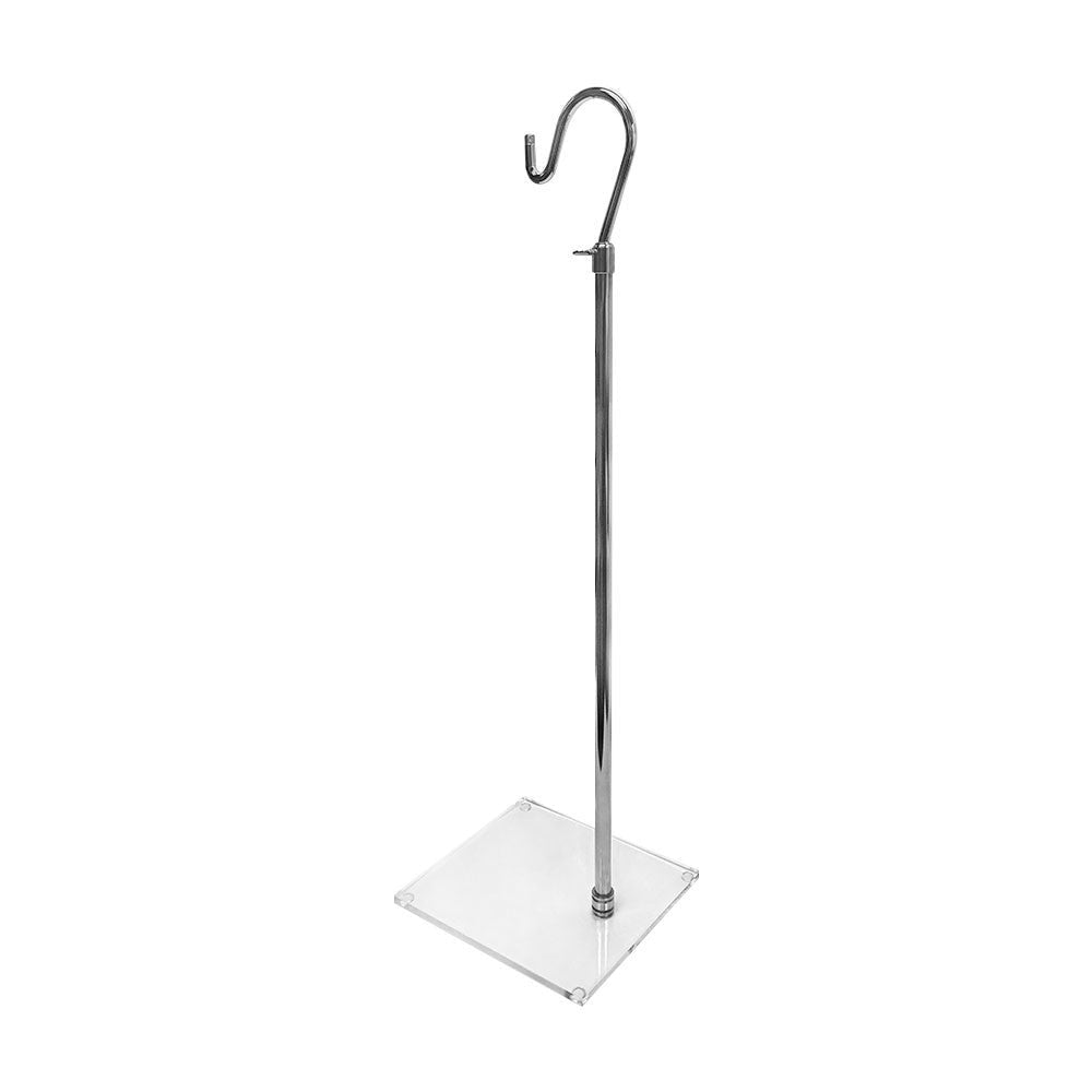 Chrome 42'' Adjustable Height Handbag Hook Stand Lucite Clear Acrylic Base