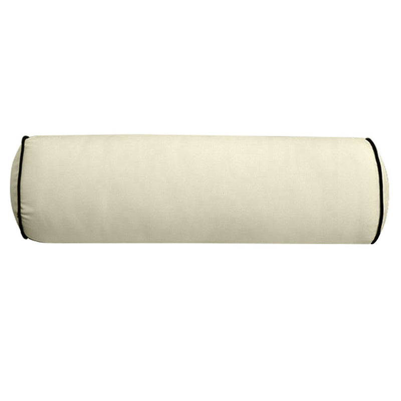 Contrast Pipe Trim Small 23x6 Outdoor Bolster Pillow Cushion Insert Slip Cover AD005