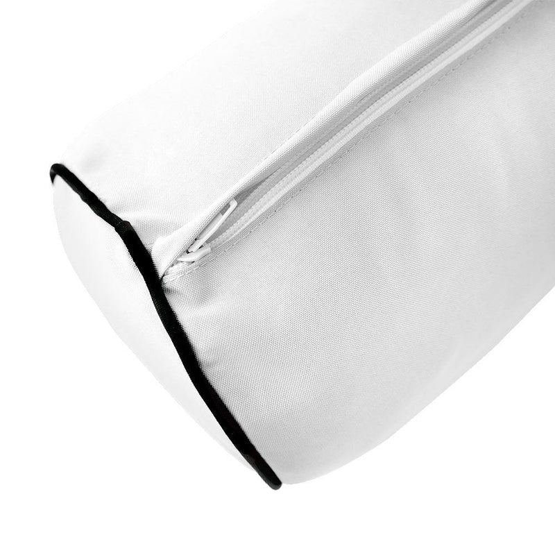 Contrast Pipe Trim Small 23x6 Outdoor Bolster Pillow Cushion Insert Slip Cover AD106