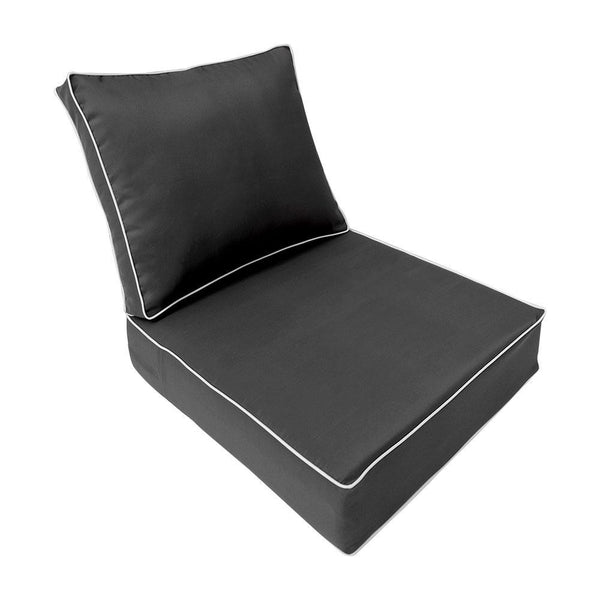 Contrast Piped Trim Medium 24x26x6 Deep Seat Back Cushion Slip Cover Set AD003