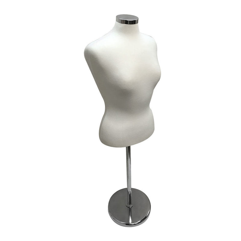 Cream Adjustable Female Mannequin Blouse Form Neck Block With Chrome Base