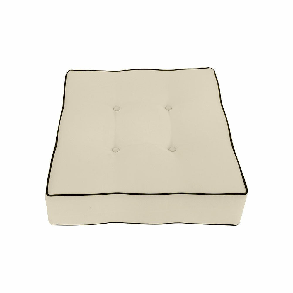 Double Piped w-Buttons Ottoman Cushion Chair Seat In-Outdoor Polyester 23 x 23 x 5 -AD006
