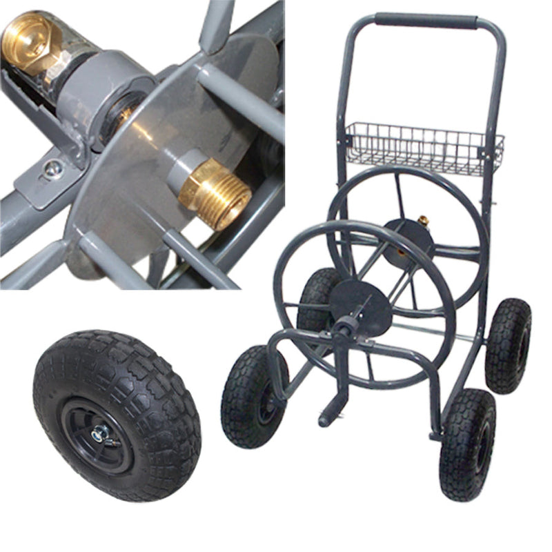 Mobile Garden Water Hose Reel Cart w- Wheels 225 Ft. x 5-8 ''