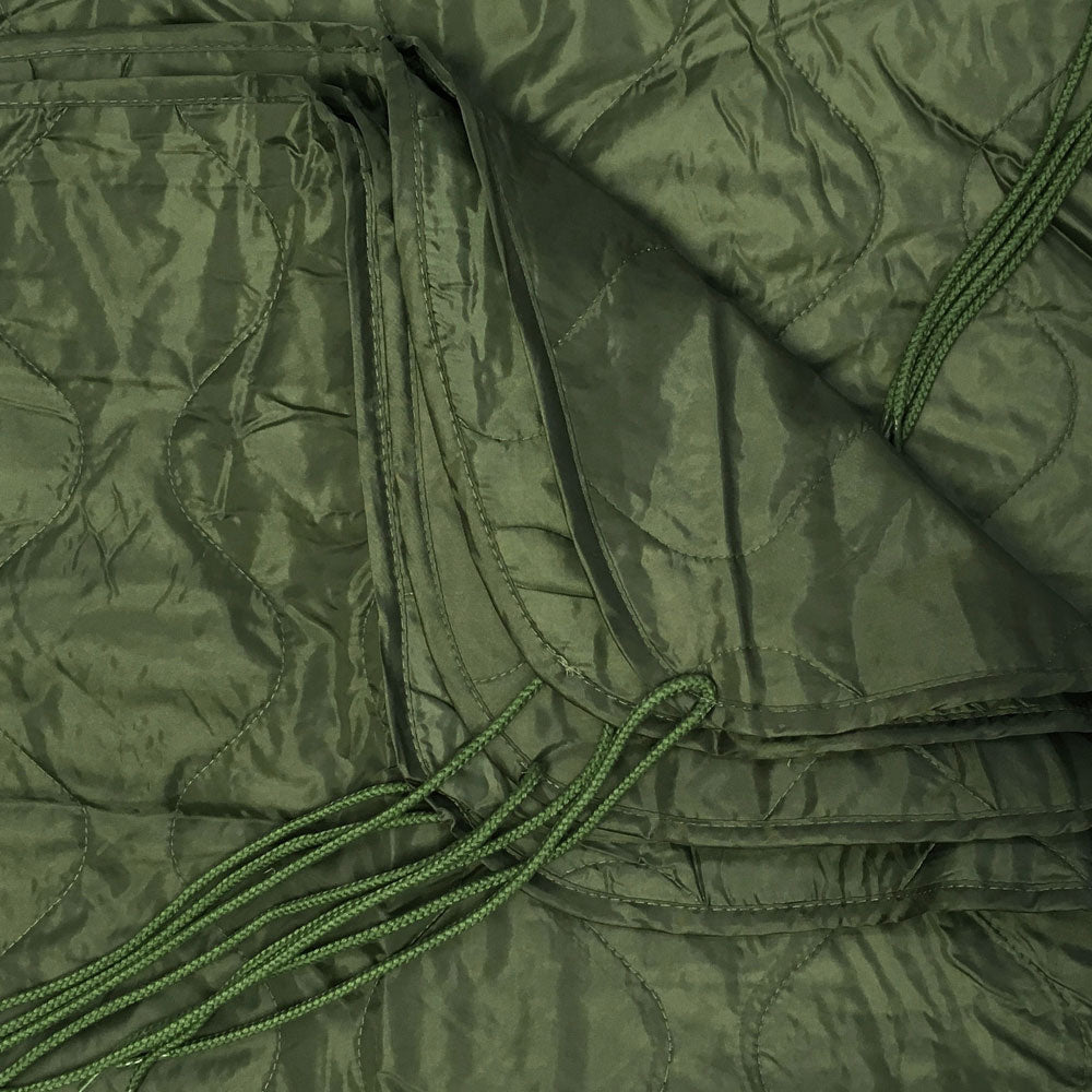 OD GREEN 86''L x 58''W G.I Style Poncho Liner Blanket Sleeping Bag Liner Rip-Stop Nylon w- Pouch