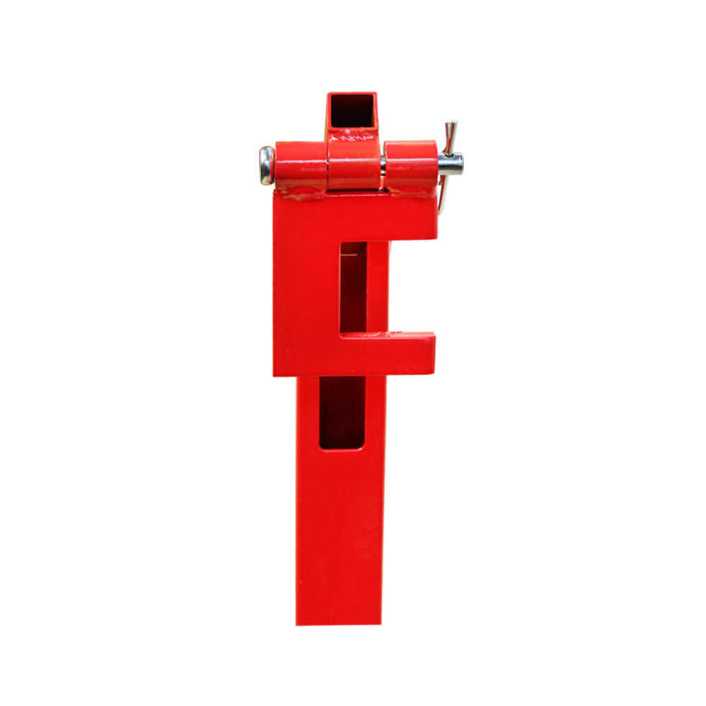 Fence post puller tool with base plate stabilizer for removing T-posts or stakes.