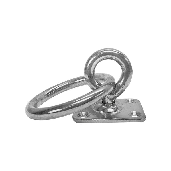 Stainless Steel 304 Square Swivel Pad Eye Plate W Ring 5/16" Welded Formed WLL 480 LBS Marine Boat Rigging
