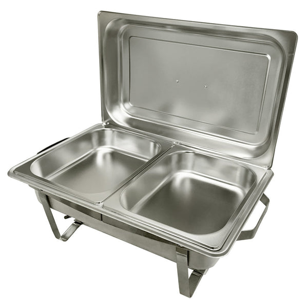 Stainless Steel 8QT Chafer Chafing Dish Full Size Buffet Trays + 2 1/2 Size Dish Pans Inserts