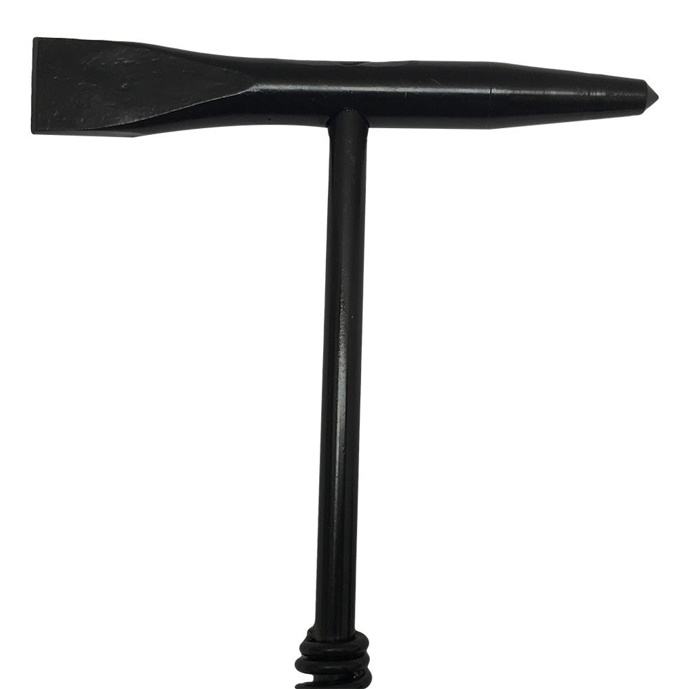 Welding slag removal chipping hammer featuring pointed and flat ends.