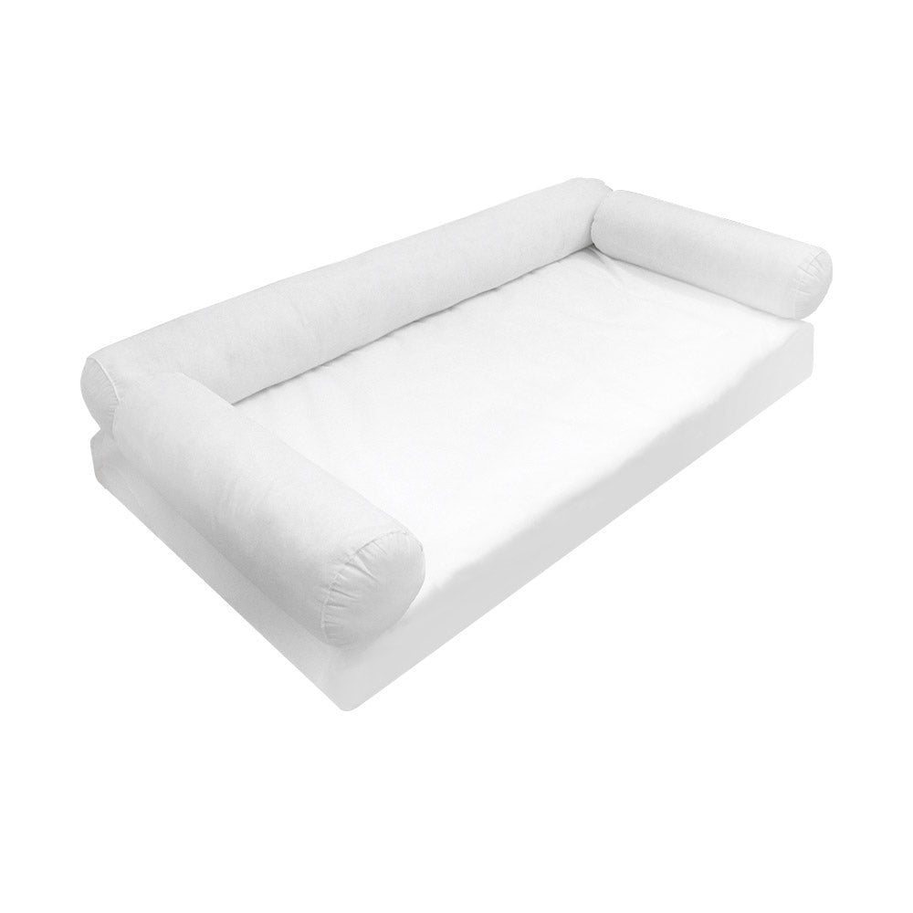 Pair of white cylindrical bolster cushion inserts — replacement set for daybed/porch swing