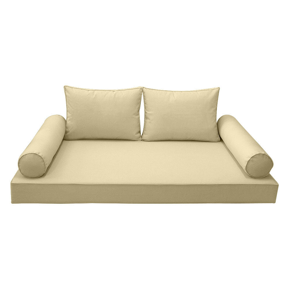 Style1 Twin Size 5PC Pipe Trim Outdoor Daybed Mattress Cushion Bolster Pillow Complete Set AD103