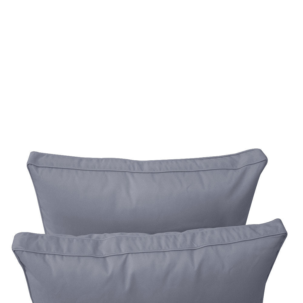 Five-piece pillow and bolster cushion set including seat cushion, two square back pillows, and two bolster pillows for indoor or outdoor seating.