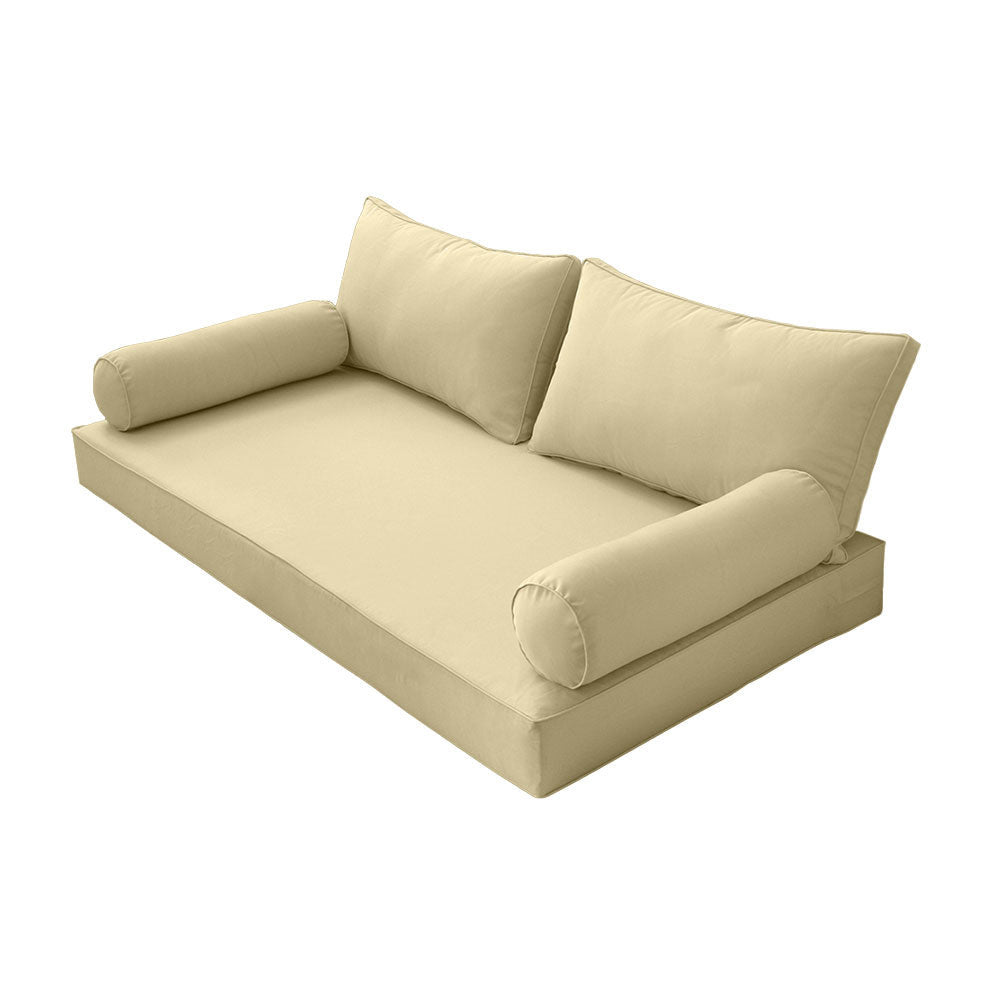 Style2 Full Size 5PC Pipe Outdoor Daybed Mattress Cushion Bolster Pillow Slip Cover Complete Set AD103