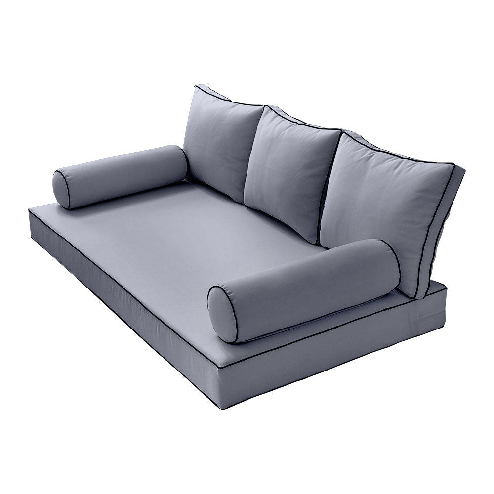 STYLE 3 pillow and bolster cushion set for daybeds, porch swings, or beds – indoor and outdoor use with durable knife-edge design. — cover only
