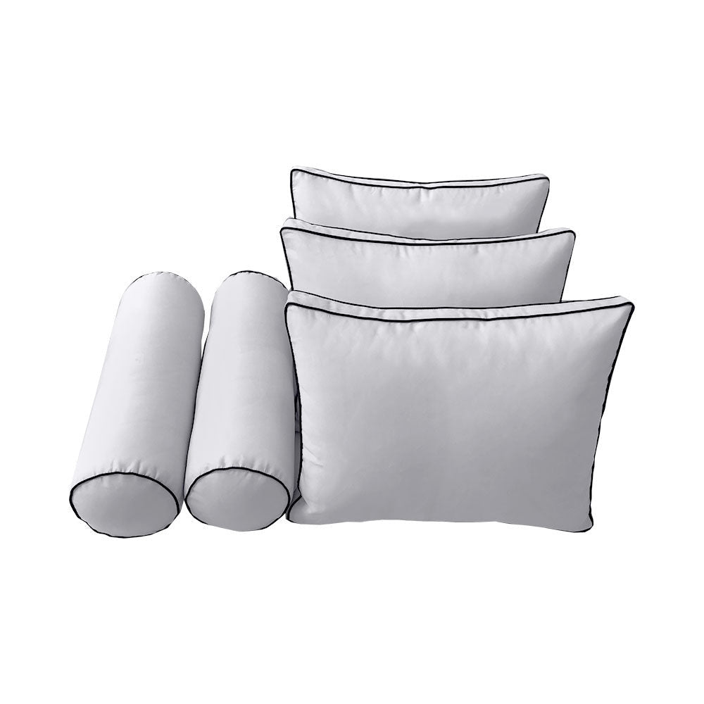 Style3 Crib Size 6PC Contrast Pipe Outdoor Daybed Mattress Cushion Bolster Pillow Slip Cover Complete Set AD105