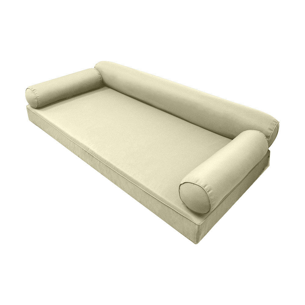 Style6 Full Size 4PC Pipe Trim Outdoor Daybed Mattress Cushion Bolster Pillow Slip Cover COMPLETE SET AD005