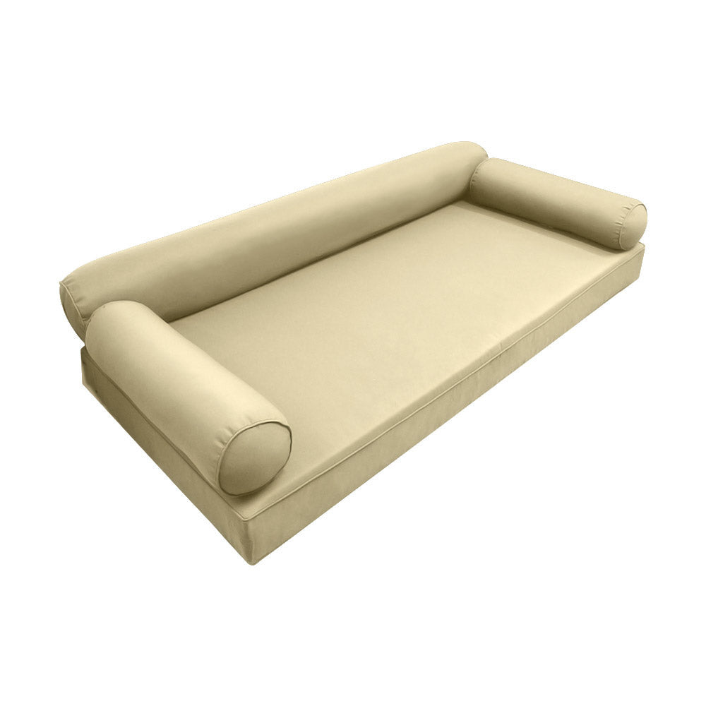 STYLE 6 - Mattress & Pillow Bolster for Outdoor Indoor Daybed Porch Swing Bed Piped Trim Twin Size AD103 | COVERS ONLY |