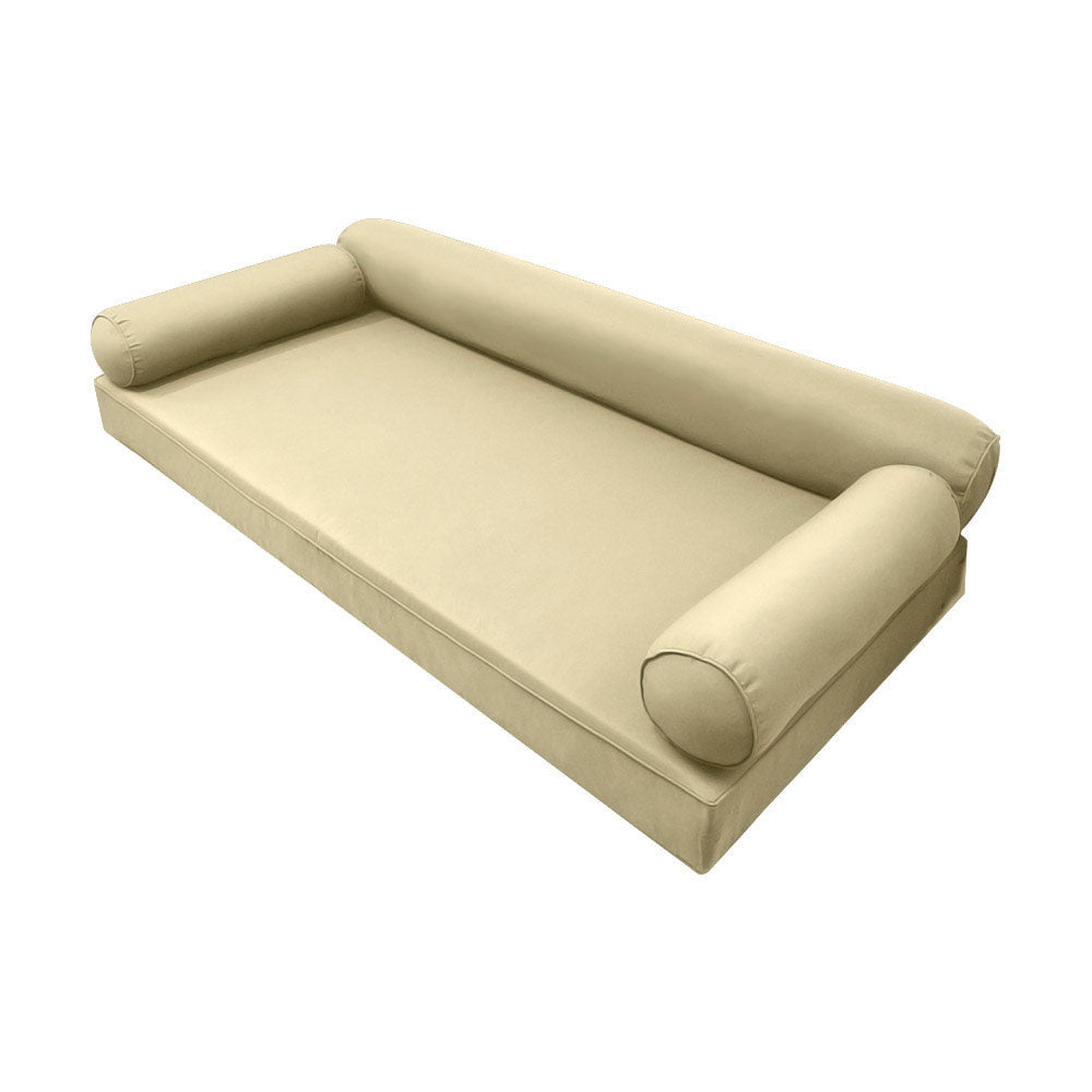STYLE 6 - Mattress & Pillow Bolster for Outdoor Indoor Daybed Porch Swing Bed Piped Trim Twin Size AD103 | COVERS ONLY |