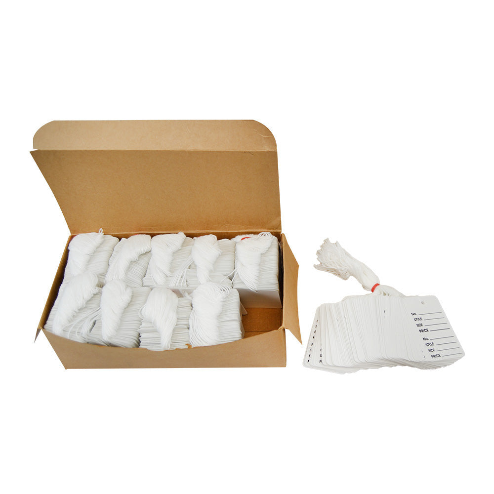 WHITE 1000 PCS Large Perforated Strung Hang Tags WITH STRING Coupon Price Paper Label Card 1-3/4" x 2-7/8"