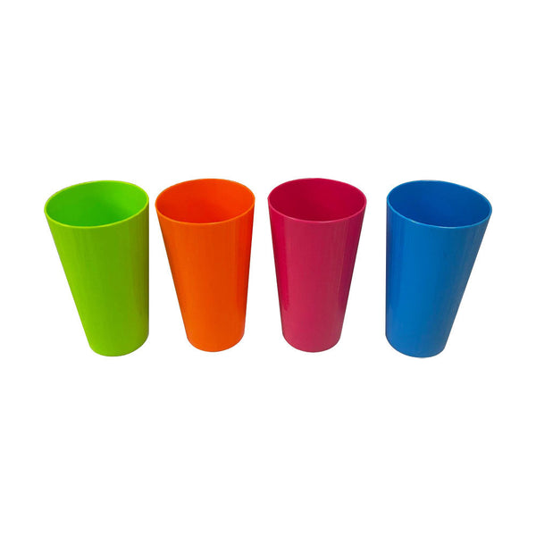 4 Pc 20 Oz Plastic Pizza Drinking Cups Tumblers Party Cups Or/Gr/Bl/Pink