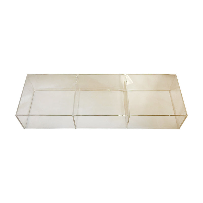 24''x8'' Lucite Clear Acrylic Single Tier Divided Counter Bin Retail Display