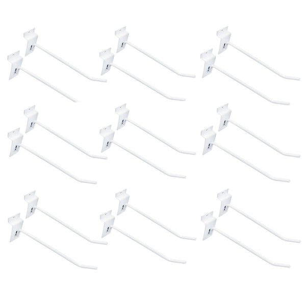 12 Pcs 6'' White Slatwall Hook Hooks Retail Display Wire Metal Hanger