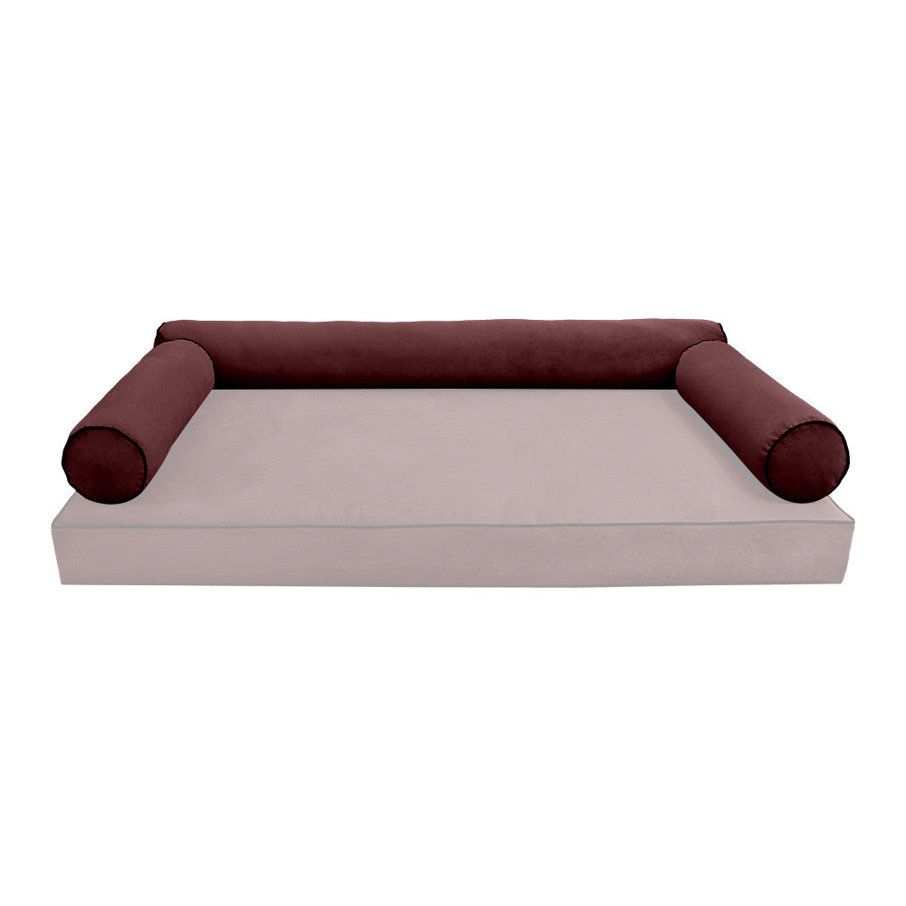 STYLE V6 TwinXL Velvet Contrast Pipe Indoor Daybed Bolster Pillow|CoverOnly|AD368