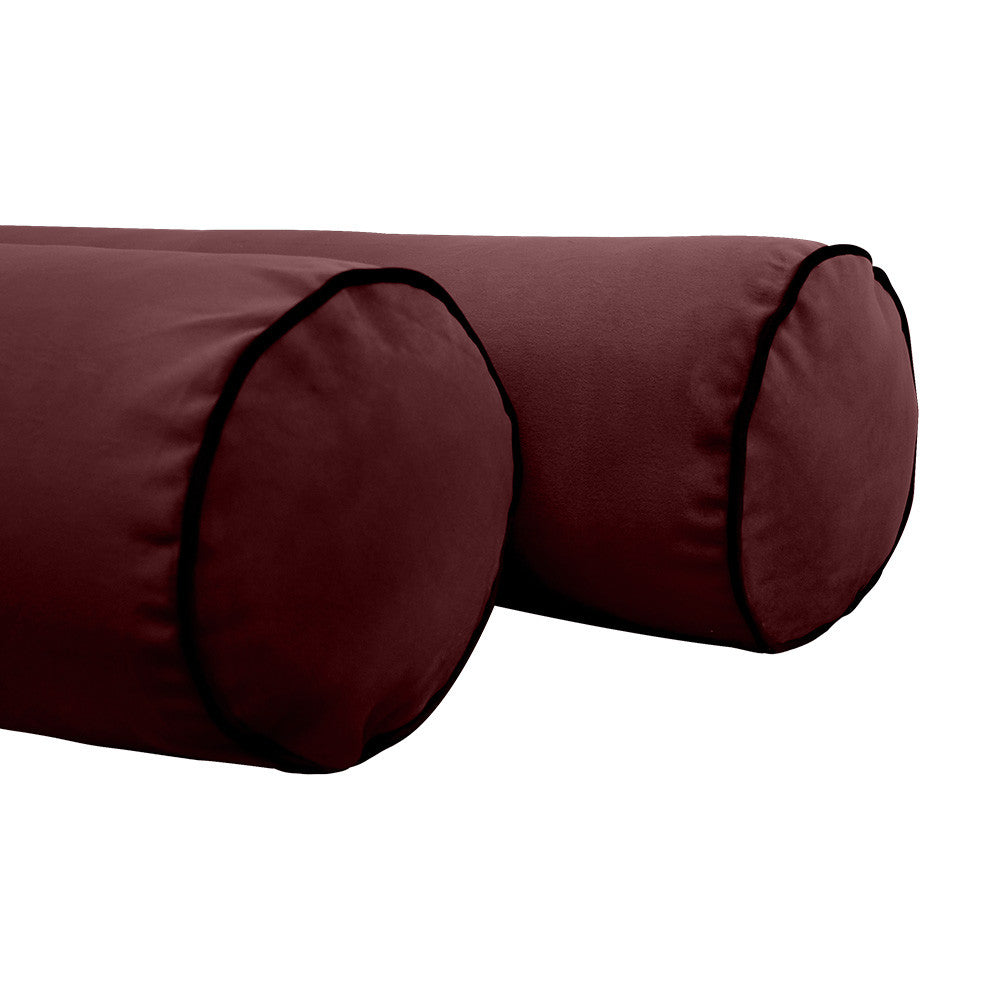 STYLE V6 Full Velvet Contrast Pipe Indoor Daybed Bolster Pillow |COVER ONLY|AD368