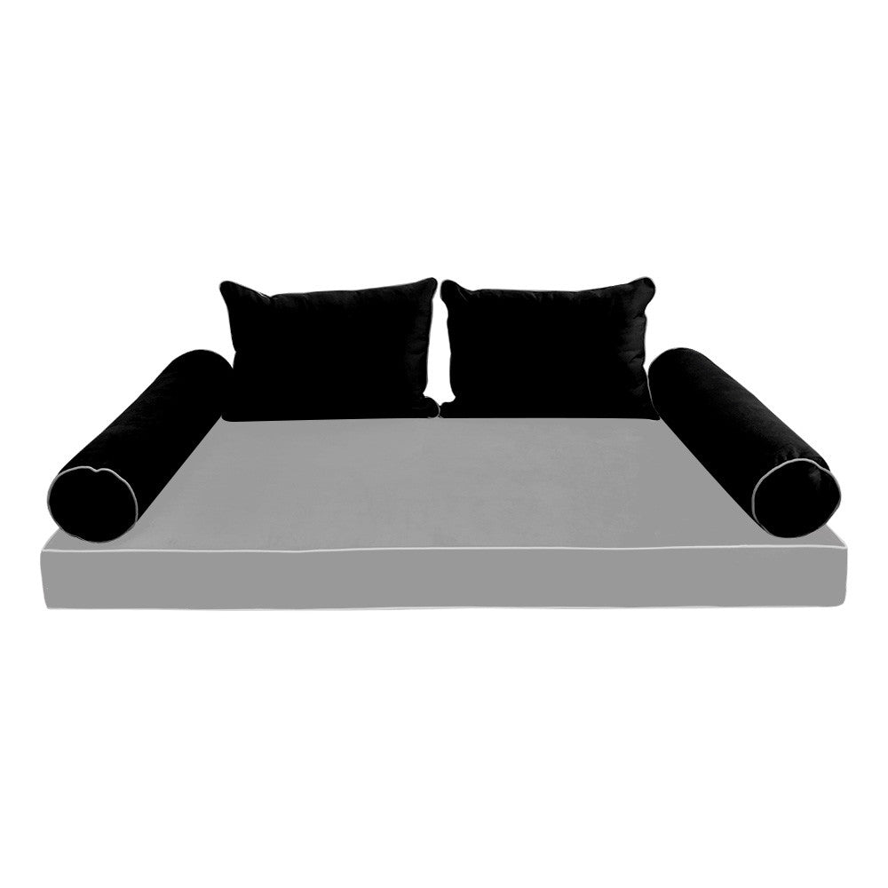 STYLE V4 Twin Velvet Contrast Pipe Indoor Daybed Bolster Pillow |COVER ONLY|AD374