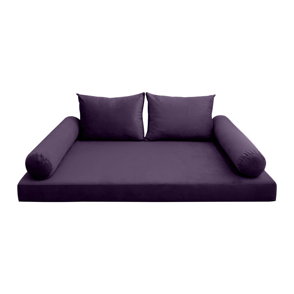 Style V1 Full Knife Edge Velvet Indoor Daybed Mattress Pillow Complete Set AD339