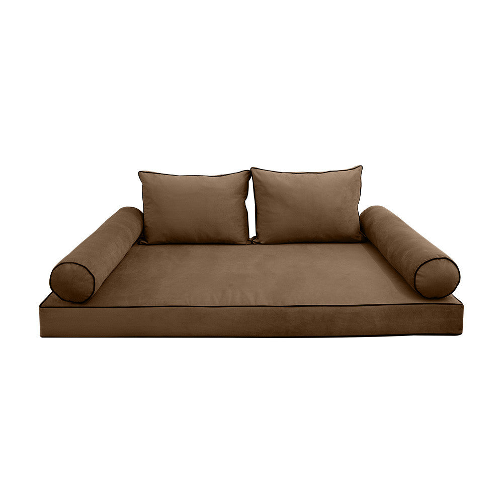 Style V1 Twin Contrast Pipe Velvet Indoor Daybed Mattress Pillow Complete Set AD308