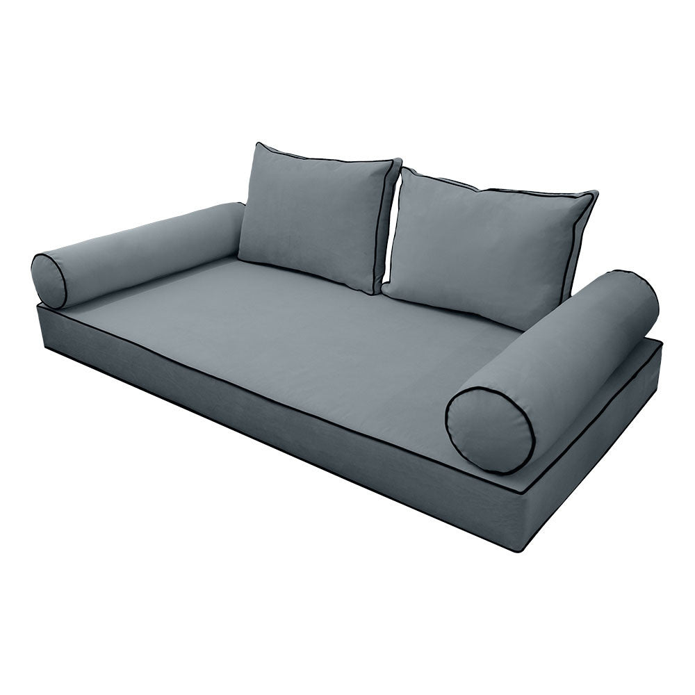 Style V1 Twin-XL Contrast Pipe Velvet Indoor Daybed Mattress Pillow Complete Set AD347