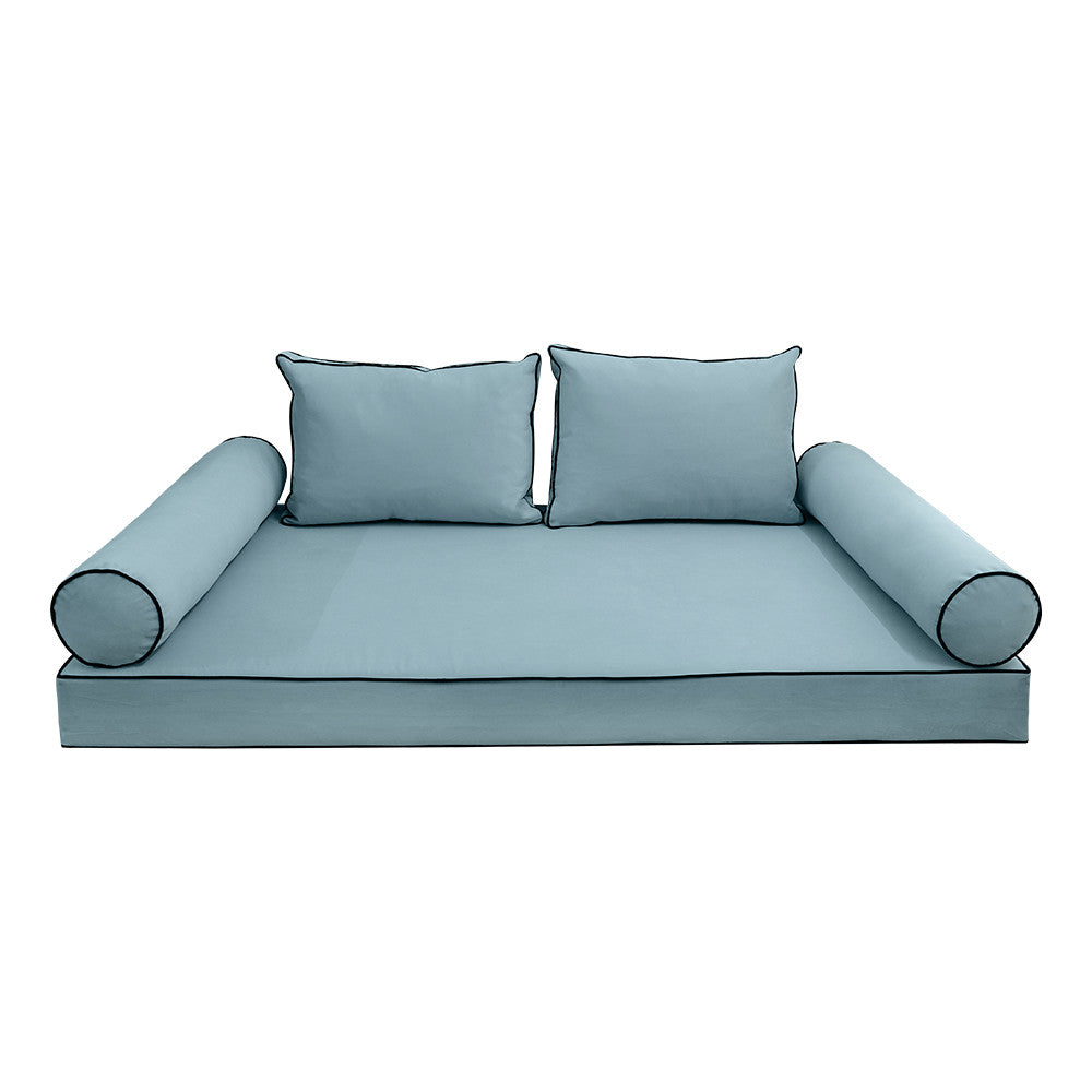 Style V1 Twin Contrast Pipe Velvet Indoor Daybed Mattress Pillow Complete Set AD355