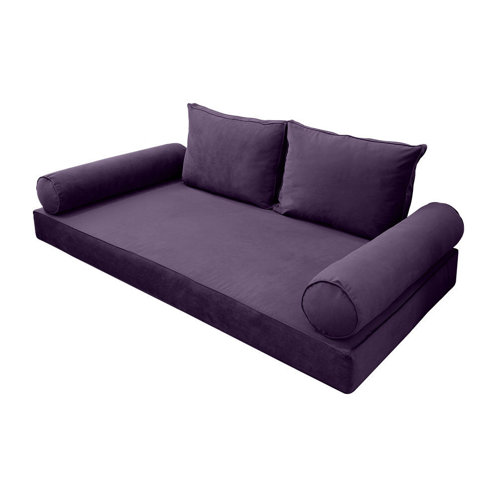 Style V1 Twin-XL Pipe Trim Velvet Indoor Daybed Mattress Pillow Complete Set AD339