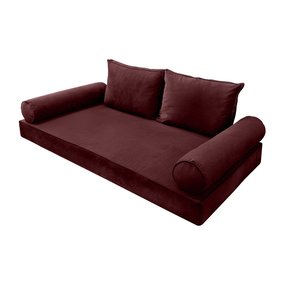 Style V1 Twin Pipe Trim Velvet Indoor Daybed Mattress Pillow Complete Set AD368