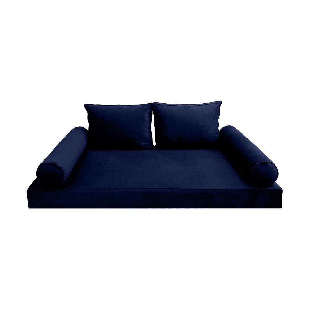Style V1 Twin Pipe Trim Velvet Indoor Daybed Mattress Pillow Complete Set AD373