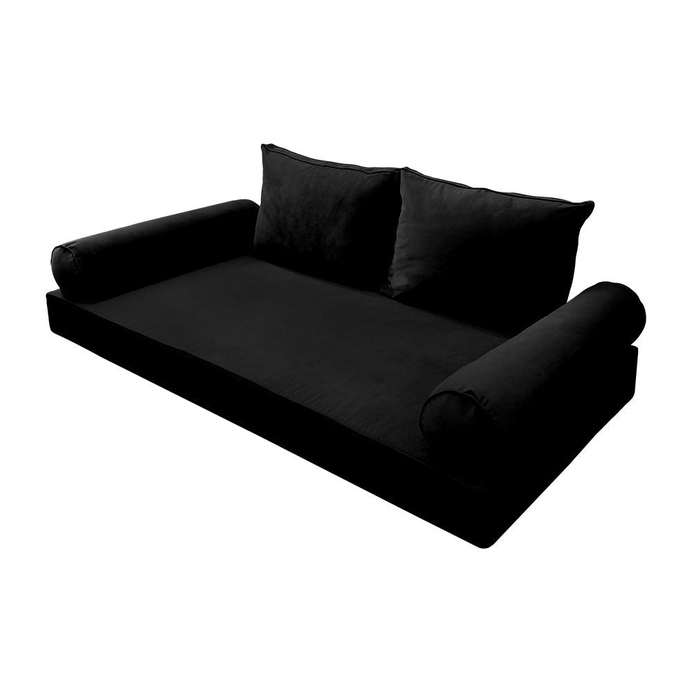 Style V1 Twin-XL Pipe Trim Velvet Indoor Daybed Mattress Pillow Complete Set AD374