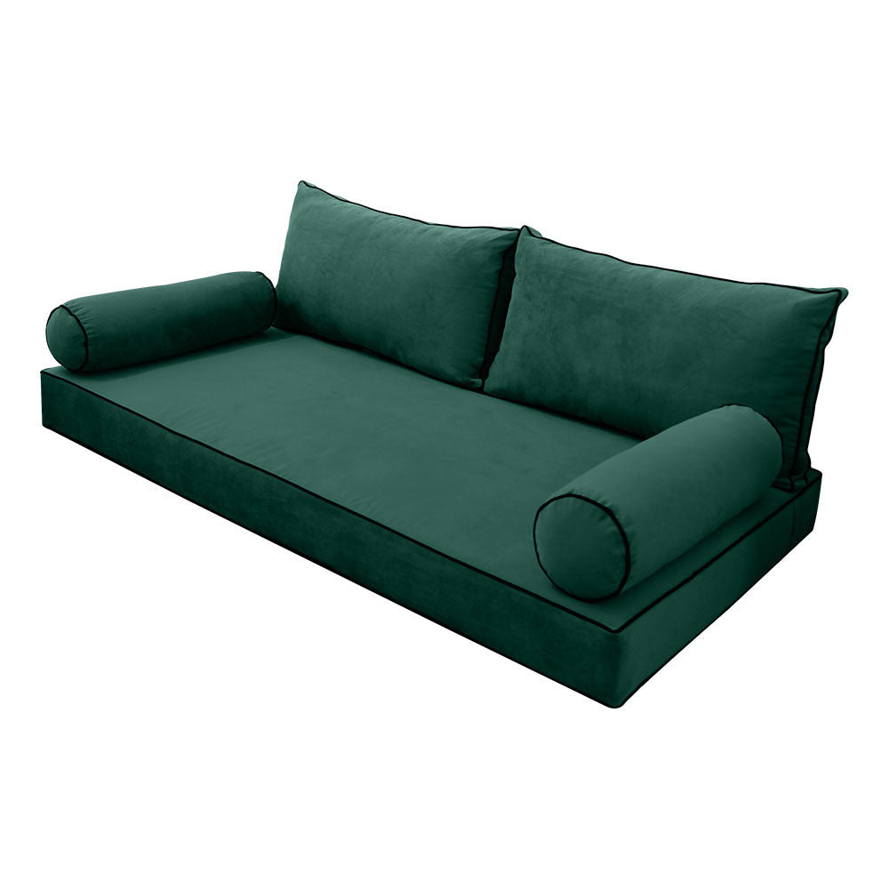 Style V2 Twin Contrast Pipe Velvet Indoor Daybed Mattress Pillow Complete Set AD317