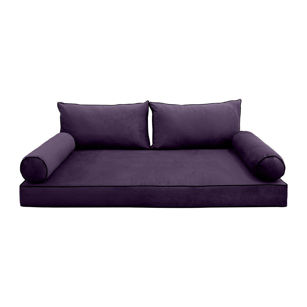 STYLE V2 Full Velvet Contrast Pipe Indoor Daybed Mattress Pillow |COVER ONLY| AD339
