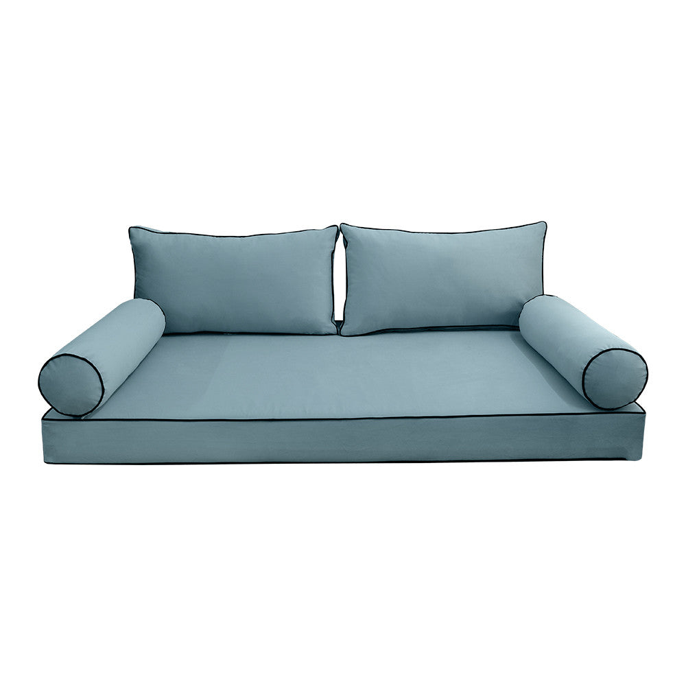 Style V2 Full Contrast Pipe Velvet Indoor Daybed Mattress Pillow Complete Set AD355