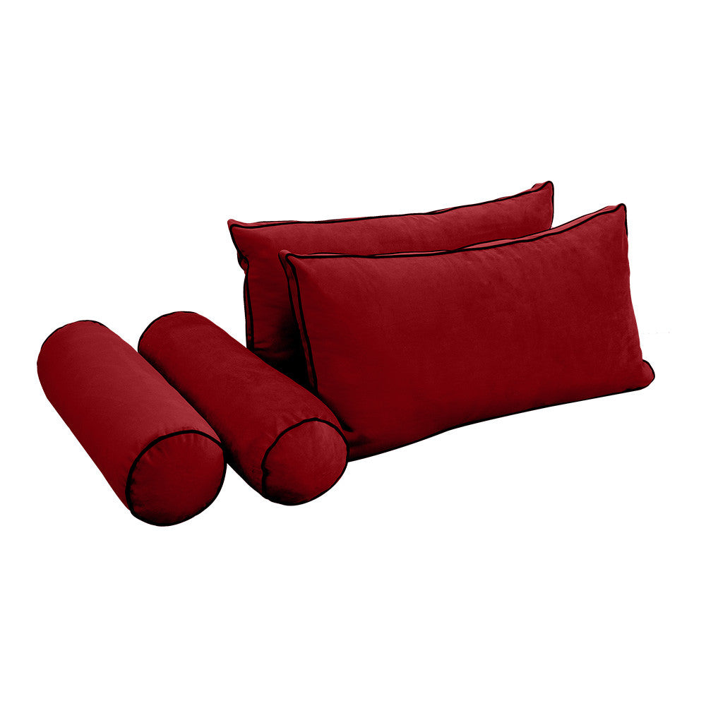Style V2 Twin Contrast Pipe Velvet Indoor Daybed Mattress Pillow Complete Set AD369