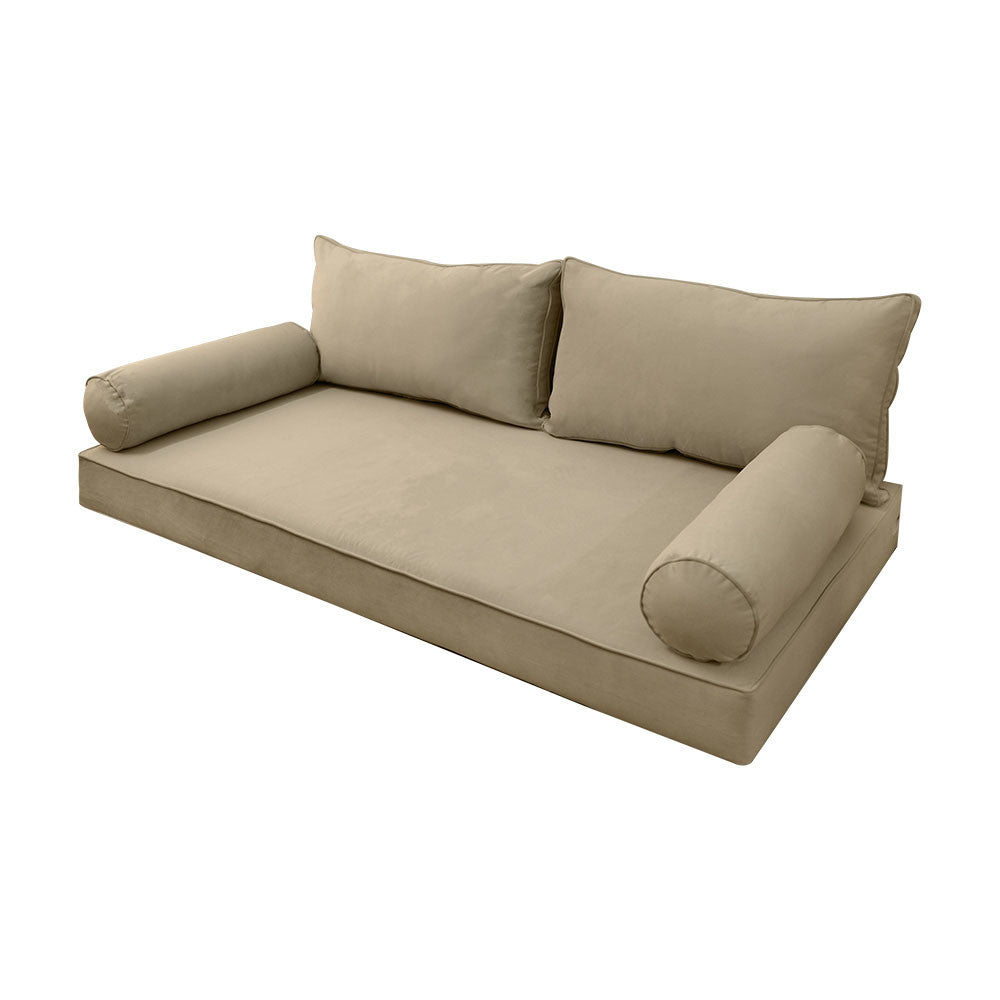 Style V2 Twin-XL Pipe Trim Velvet Indoor Daybed Mattress Pillow Complete Set AD304