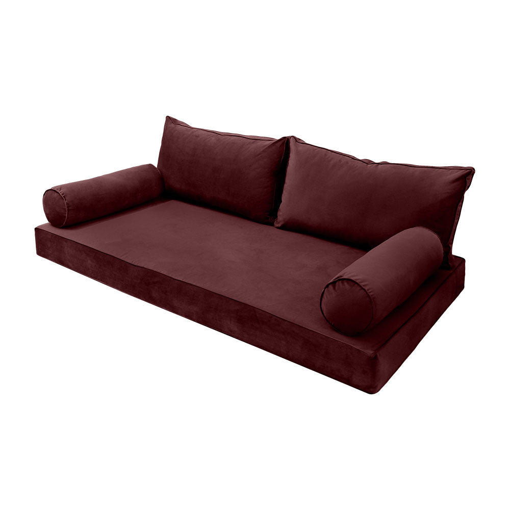 Style V2 Twin Pipe Trim Velvet Indoor Daybed Mattress Pillow Complete Set AD368