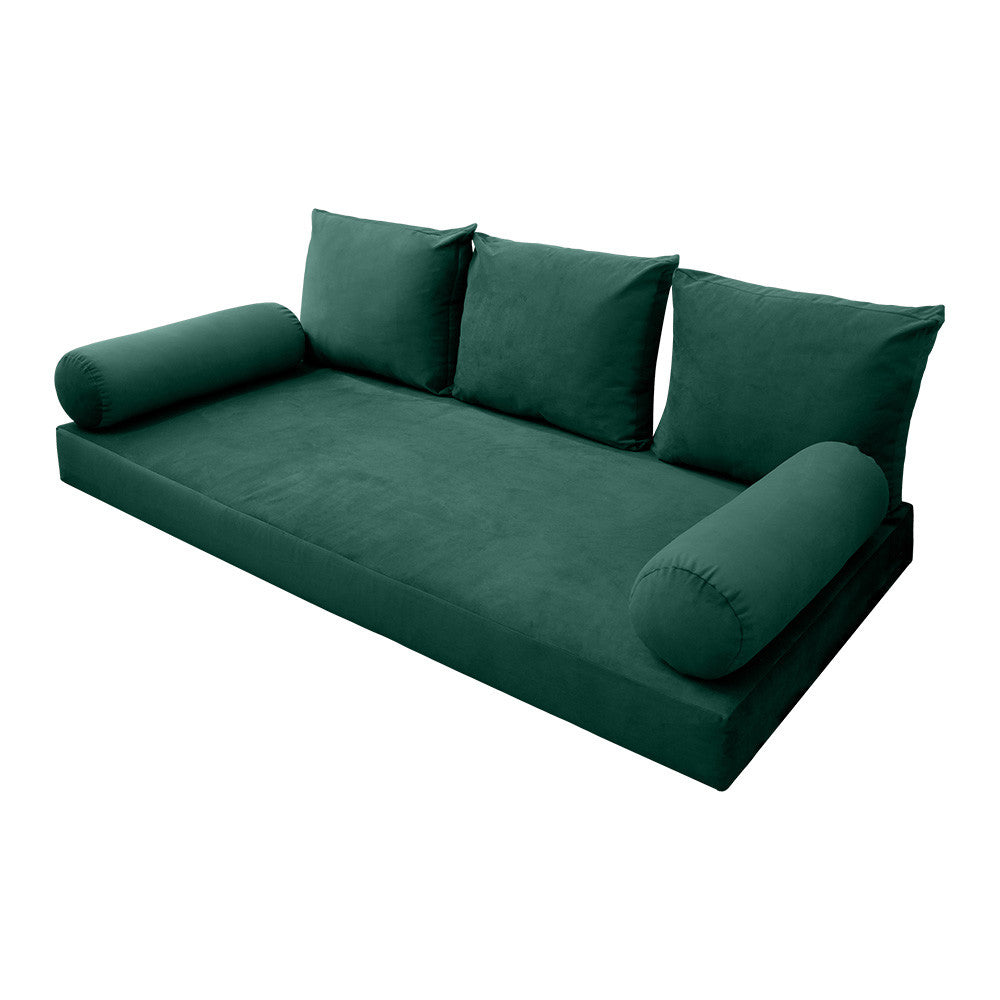 Style V3 Twin-XL Knife Edge Velvet Indoor Daybed Mattress Pillow Complete Set AD317