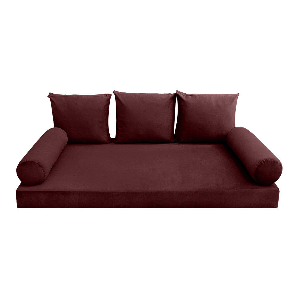 Style V3 Twin-XL Knife Edge Velvet Indoor Daybed Mattress Pillow Complete Set AD368