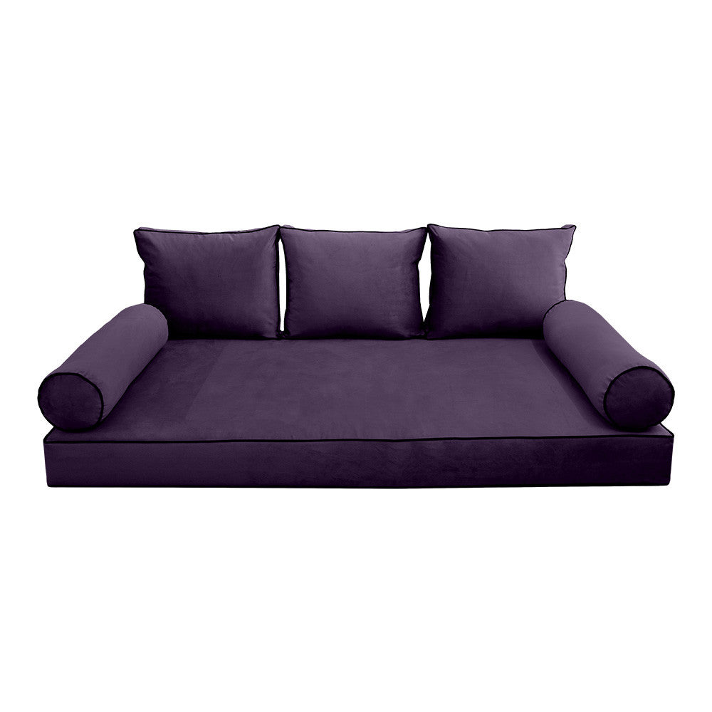 Style V3 Twin-XL Contrast Pipe Velvet Indoor Daybed Mattress Pillow Complete Set AD339