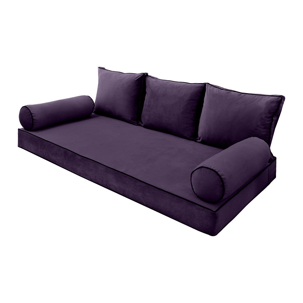 Style V3 Twin-XL Contrast Pipe Velvet Indoor Daybed Mattress Pillow Complete Set AD339