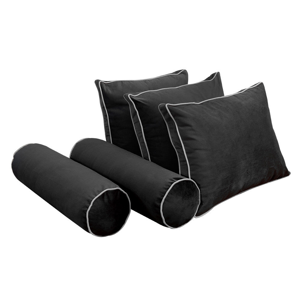 Style V3 Twin-XL Contrast Pipe Velvet Indoor Daybed Mattress Pillow Complete Set AD350