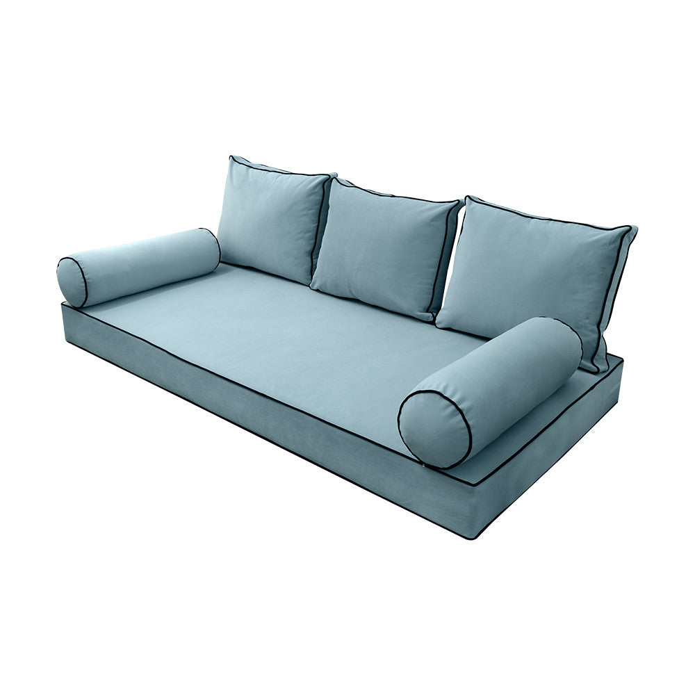 Style V3 Twin Contrast Pipe Velvet Indoor Daybed Mattress Pillow Complete Set AD355